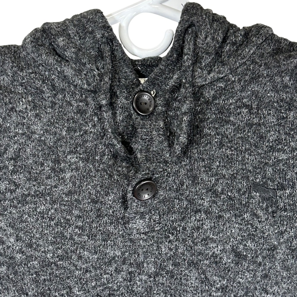 Abercrombie & Fitch Mens Large‎ Grey Marl Knit Button Henley Hoodie Sweater L